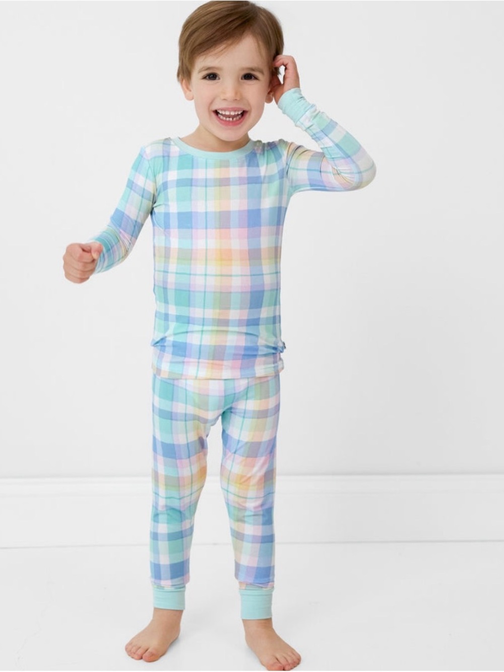 Little Sleepies 4T Pastel Plaid Long Sleeve Pajama Set
